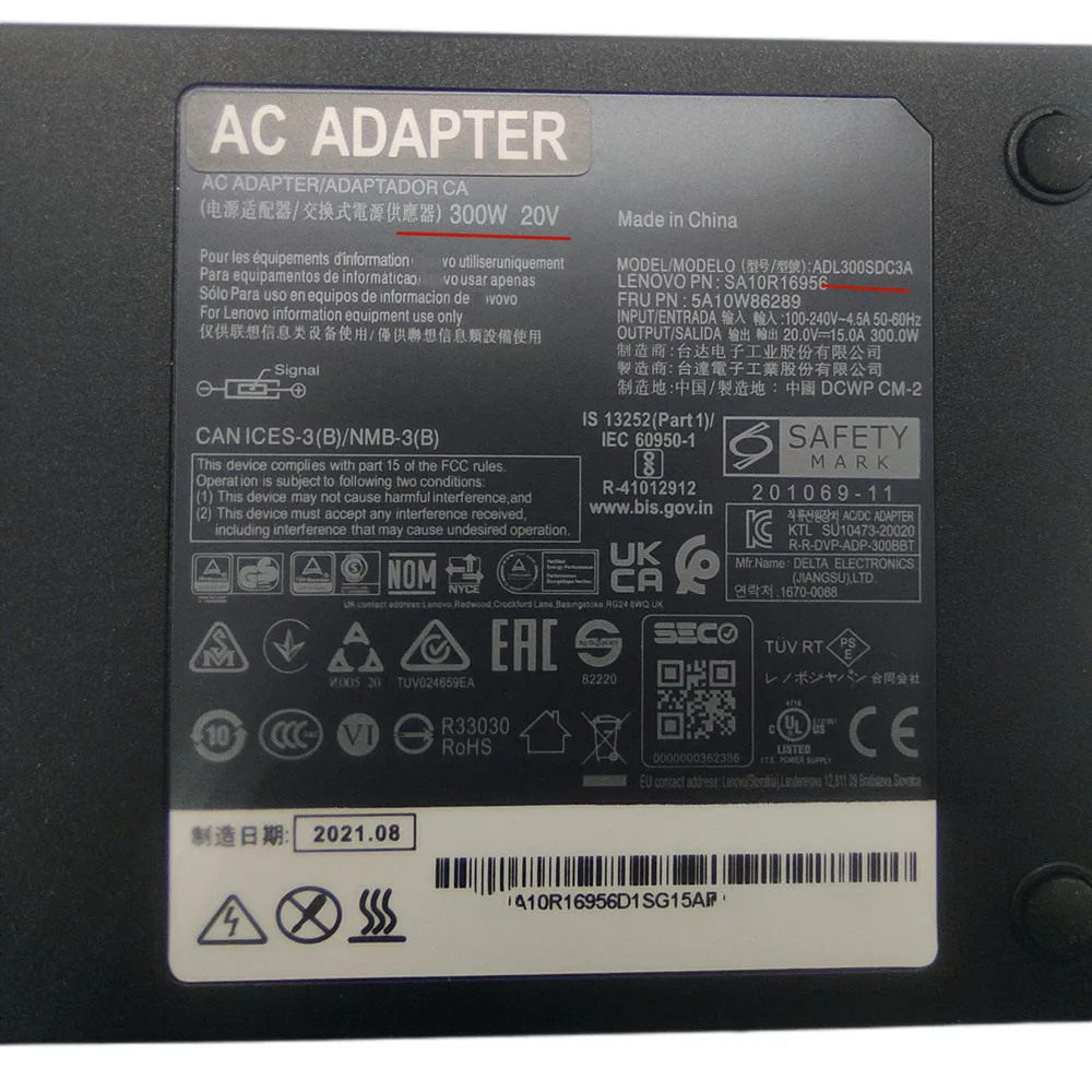 Imagem -03 - Original 20v 15a 300w ac Adaptador Carregador do Portátil para Lenovo Legion Gen R9000p R9000k Y9000k 5a10w86289 Fonte de Alimentação 16ach6