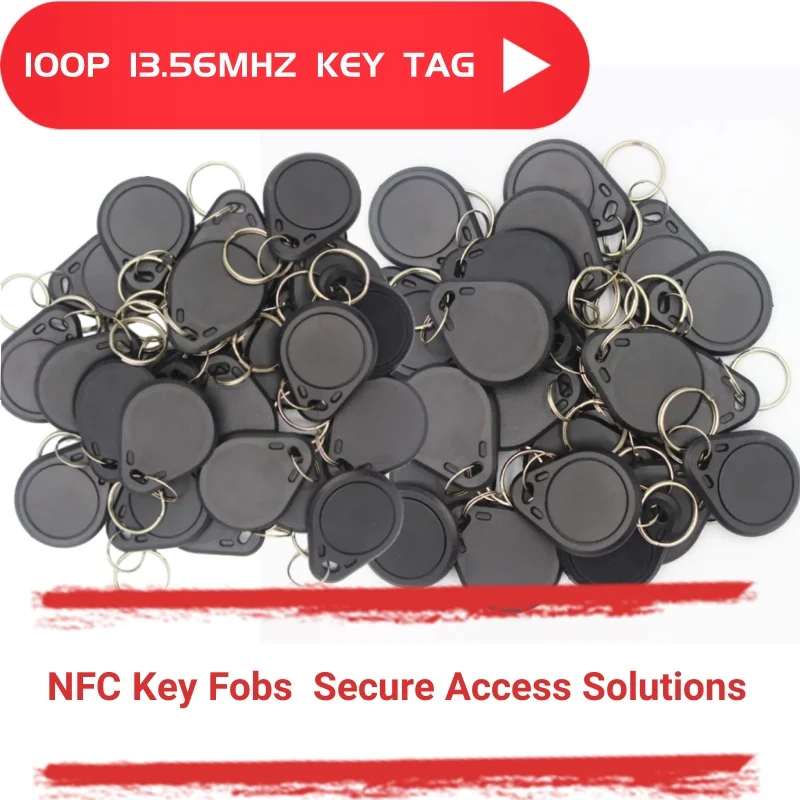 100P NFC Smart Key Tag Card,RFID Keychains, IC Card Tag Token Key Chain Keyfob, Tag Token Home Security for Access Control Eleva