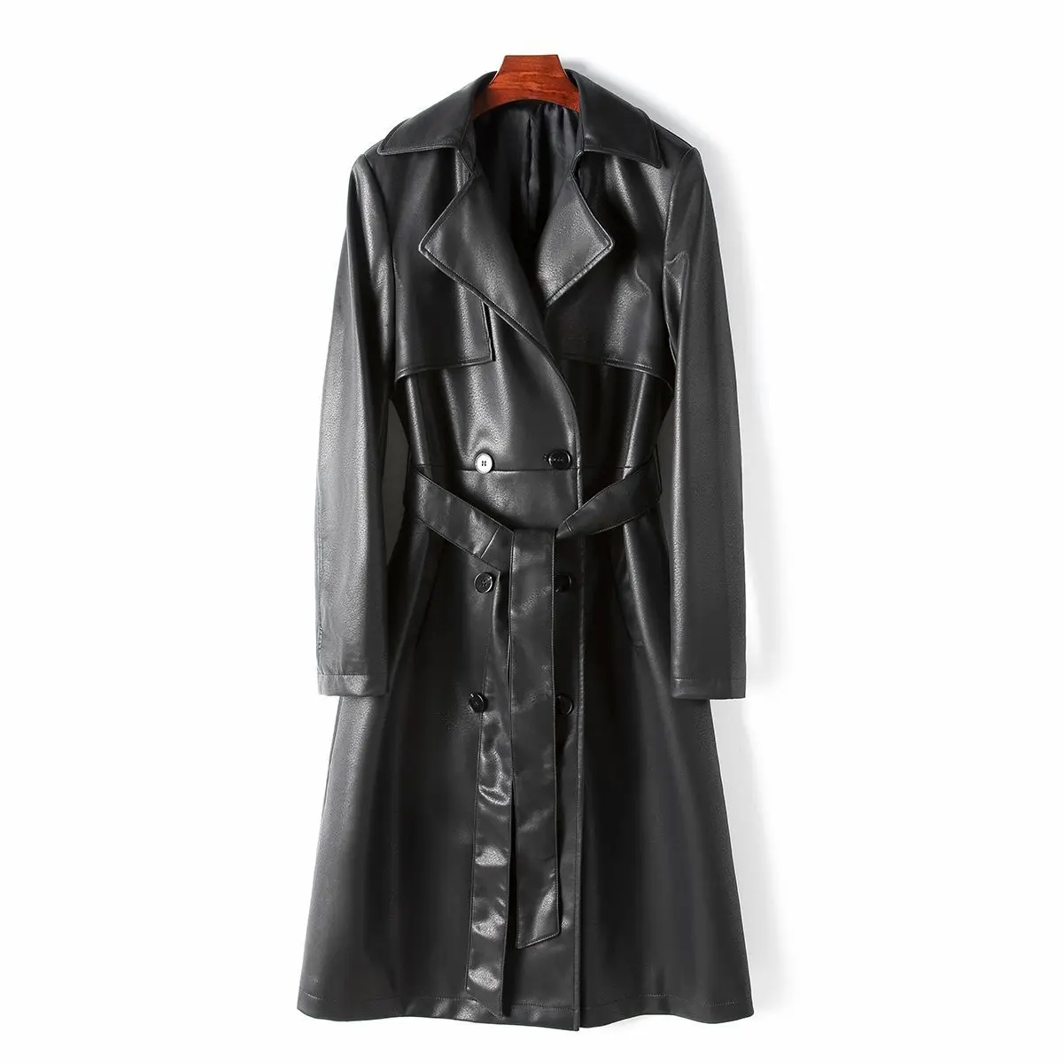 2023 Autumn/winter new Suit Collar Leather Windbreaker elegant New Women's Long Sheepskin Coat Fashion tops