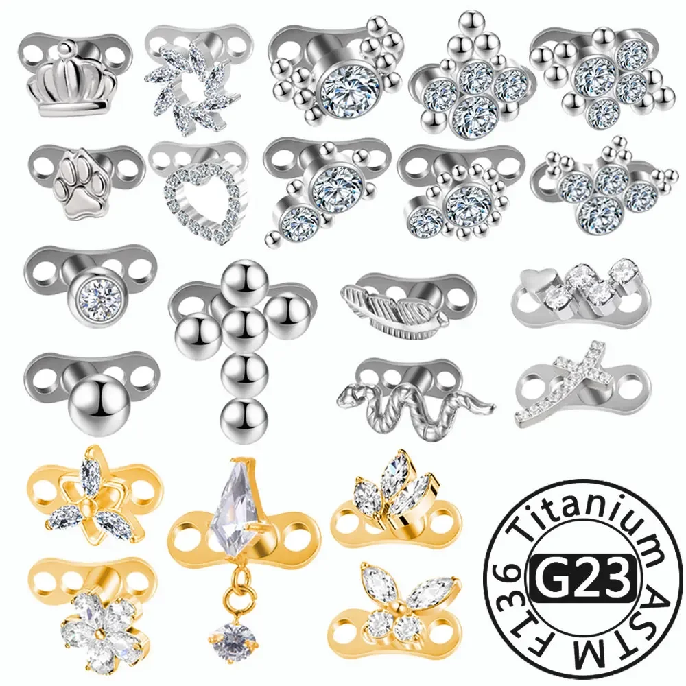 G23 Titanium Helix Labret Piercing Conch Skin Grafting Nail Dermal Anchor 16g Surface Body Jewelry Zircon Drilling Hide in Top