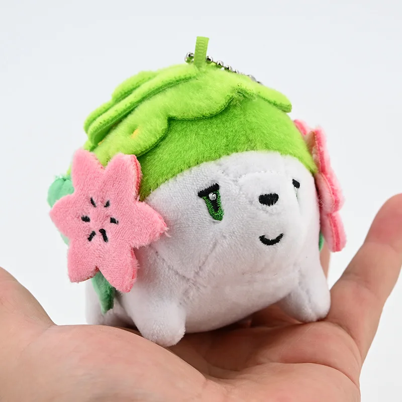 Short Fluffy Shaymin Plush Pendant Cute Round Pokémon Hanging Ornament Fit Crossbody Waist Backpack Bag Decor