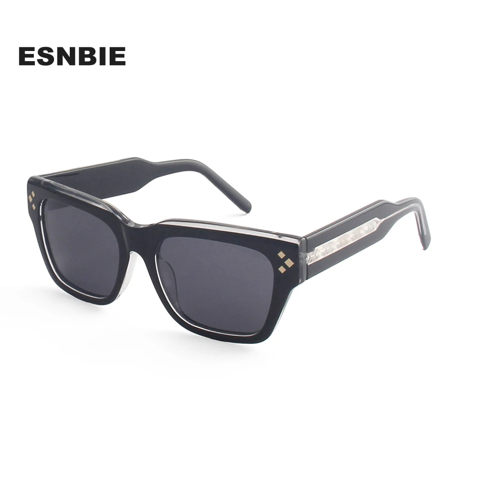 

Массивные ацетатные поляризационные солнцезащитные очки ручной работы, мужские квадратные солнцезащитные очки, женские солнцезащитные очки UV400, винтажные люнеты с заклепками для вождения De Soleil Homme