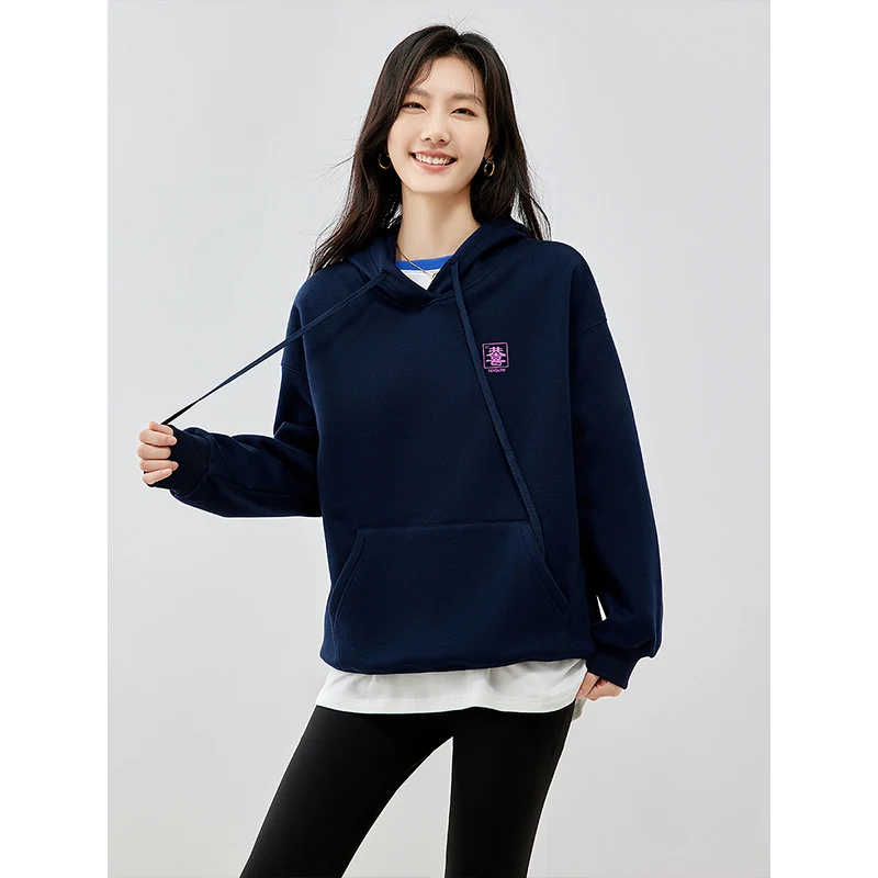 Toyouth-女性の長袖ぬいぐるみパーカー、ルーズフード付きスウェットシャツ、中国文字印刷、ファッション、用途の広いトップス、冬、2023