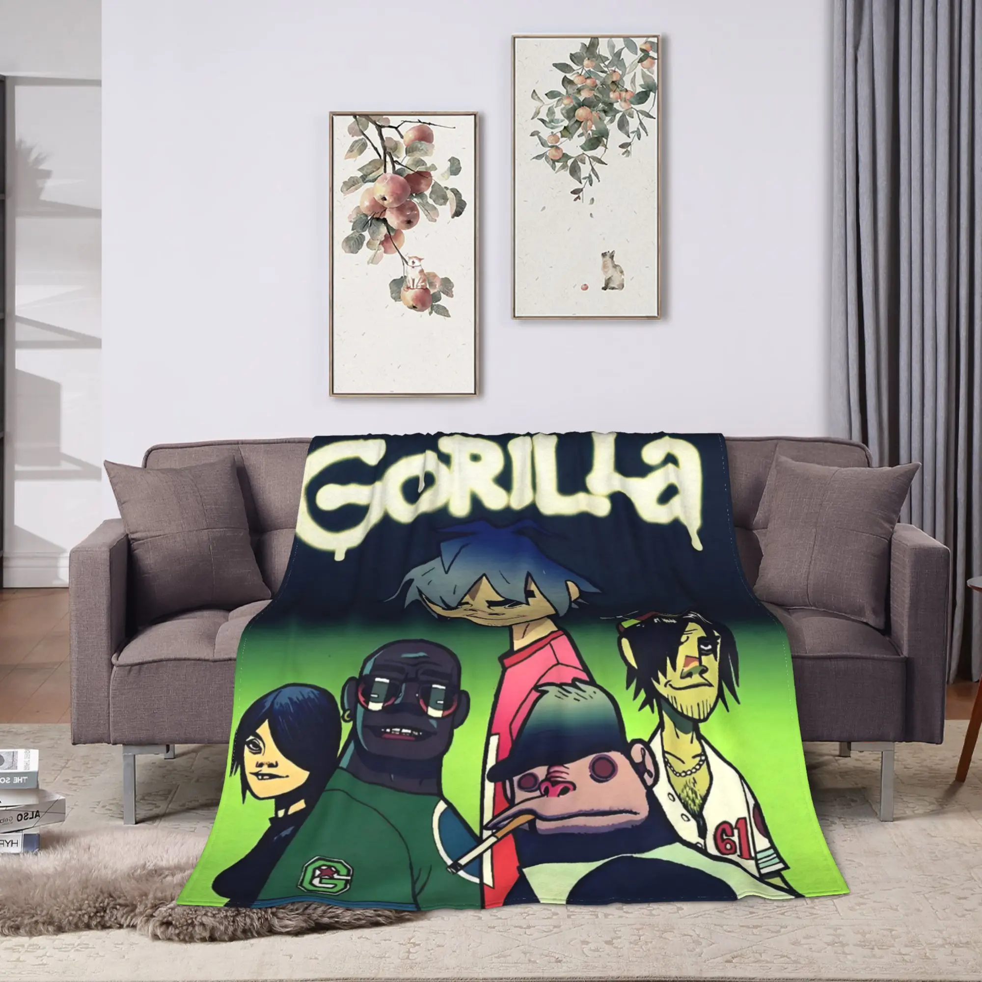 British GorillazS Virtual Band Rock Hip-Hop Blanket  Warm Soft Novelty Plush Throw Blanket For Travel Office Flannel Bed Cover