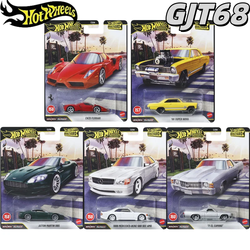Nuevo Hot Wheels Premium Boulevard 32 GJT68 1:64 Enzo Ferrari Benz 560 Aston Martin DBS, Vehículo de Metal Fundido a Presión, Modelo Coleccionable de Auto de Juguete