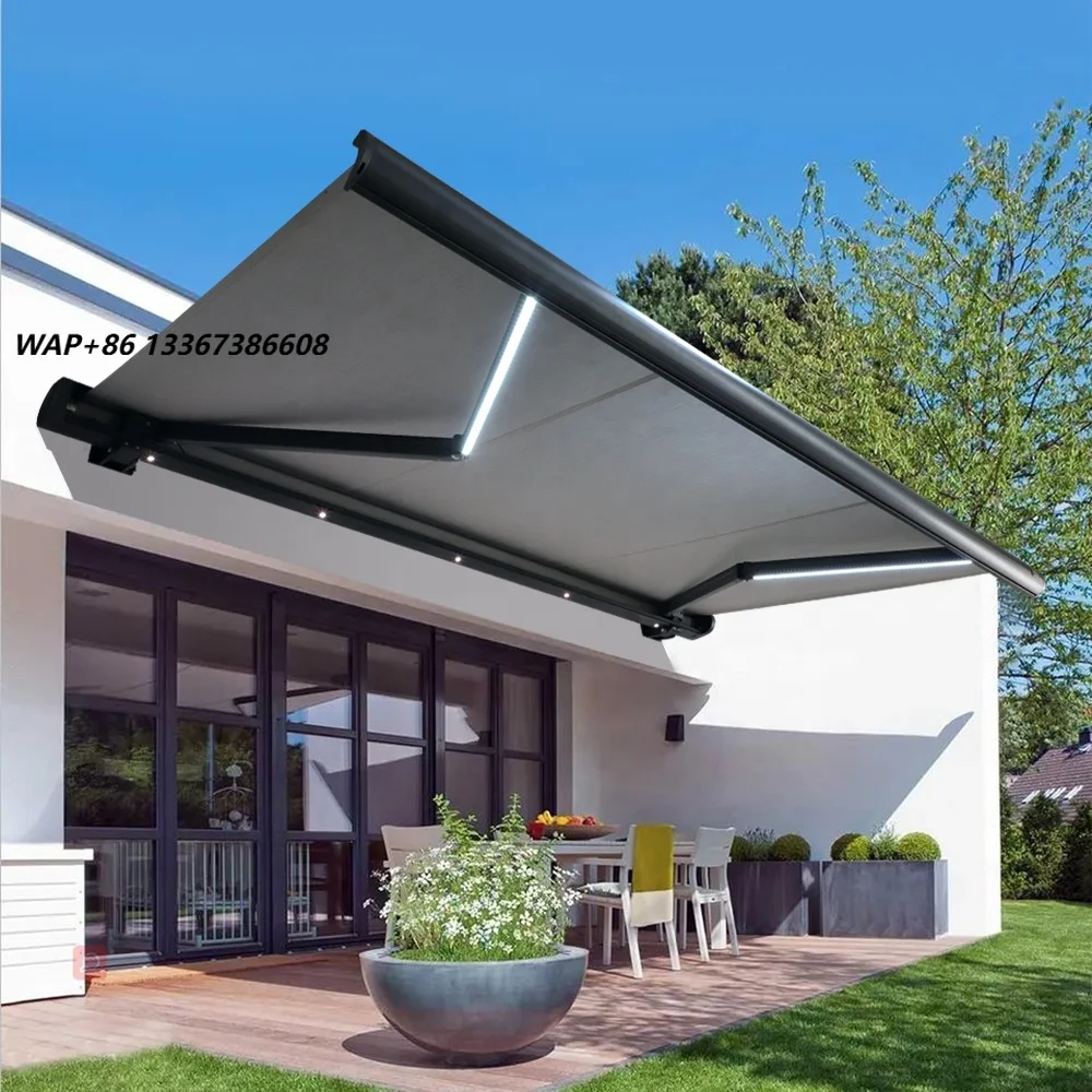 Hot Sale Retract Awning Competitive Rate Wall Holding Aluminum Shade Full Cassette Retractable  Awning 3/2 Meter Outdoor Awning