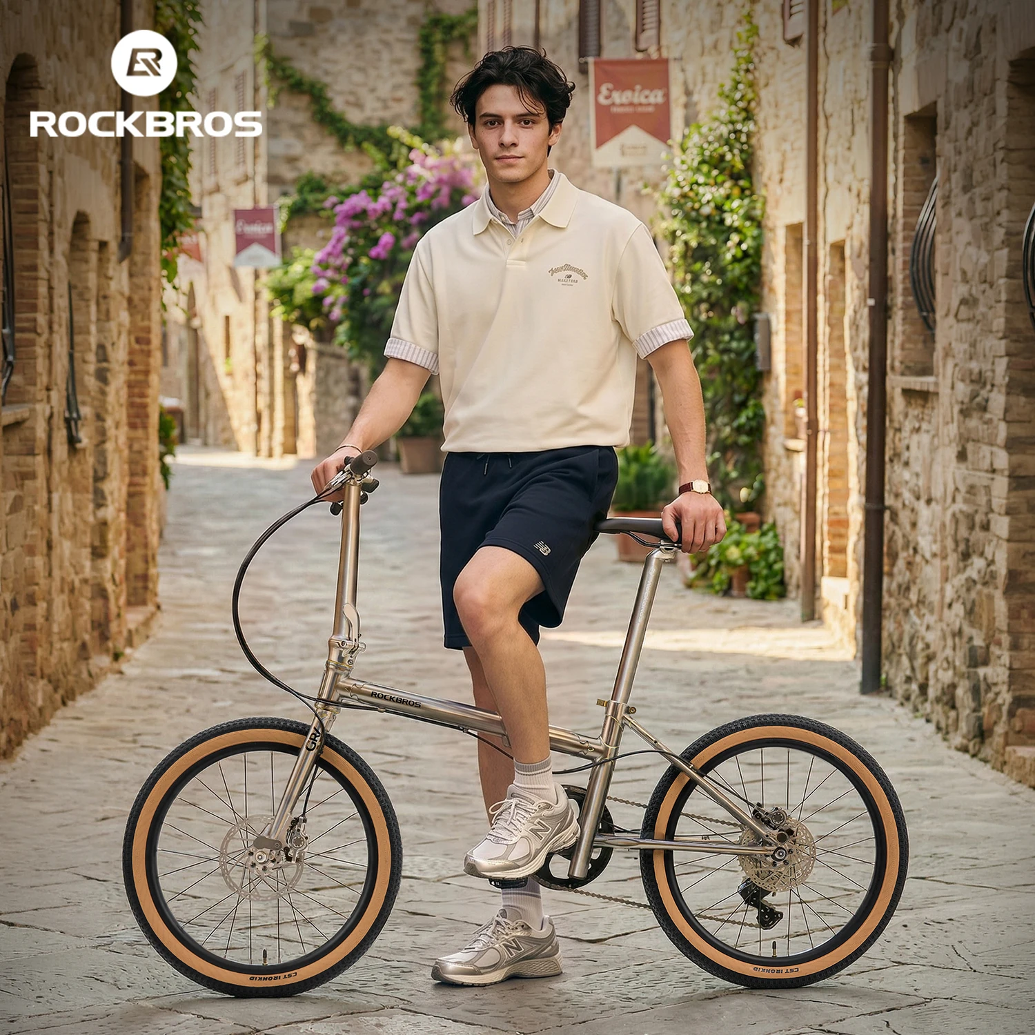 ROCKBROS Faltrad 20 Zoll Chromoly-Stahlrahmen Fahrrad mit hydraulischer Scheibenbremse 9-Gang Erwachsenen-Urban-Pendler-Faltrad