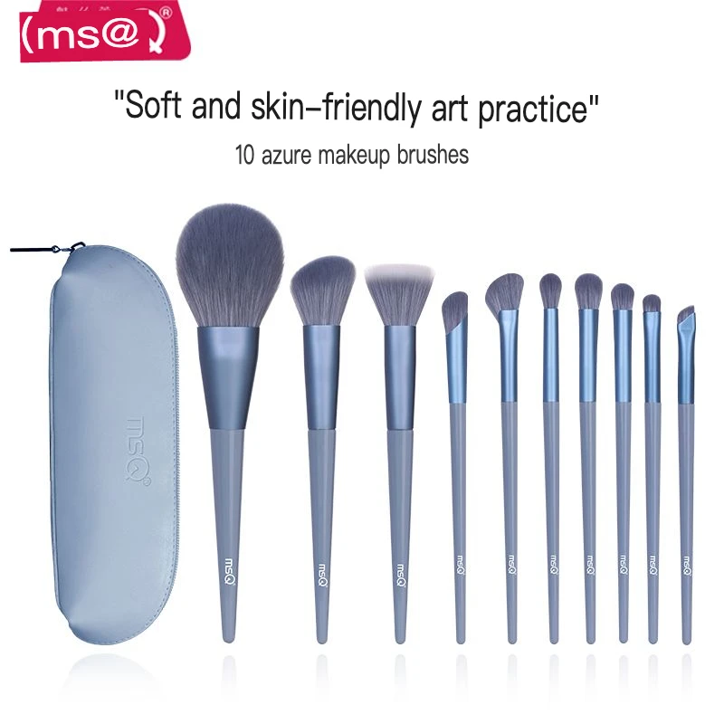 

MSQ/Meisikou 10 Piece Azure Makeup Set Novice Eye Shadow Stipple Brush Soft Hair Portable Beauty Tools