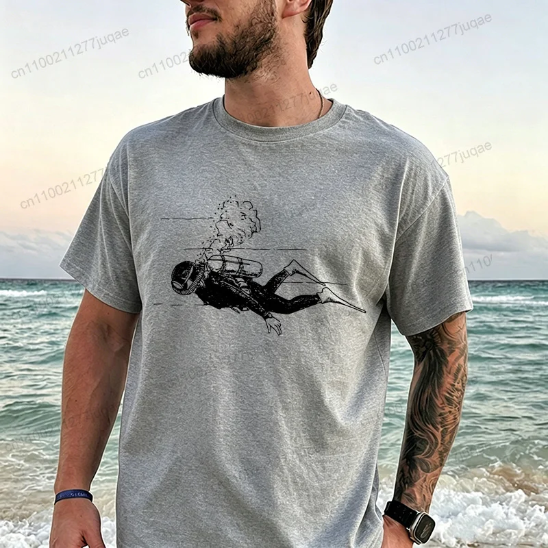 Underwater Diver Graphic T Shirts Unisex Soft Breathable Short Sleeve Tees Ocean Beach Camping Apparel Gift for Diving Buddies
