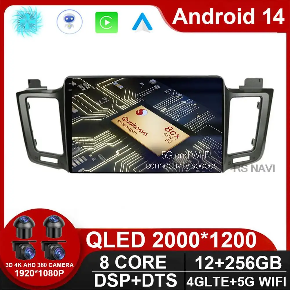 

Автомобильный радиоприемник для Toyota RAV4 RAV 4 XA40 2012 - 2019 Carplay Android 14 автомобильный стерео Мультимедийный Плеер DSP NO 2 Din