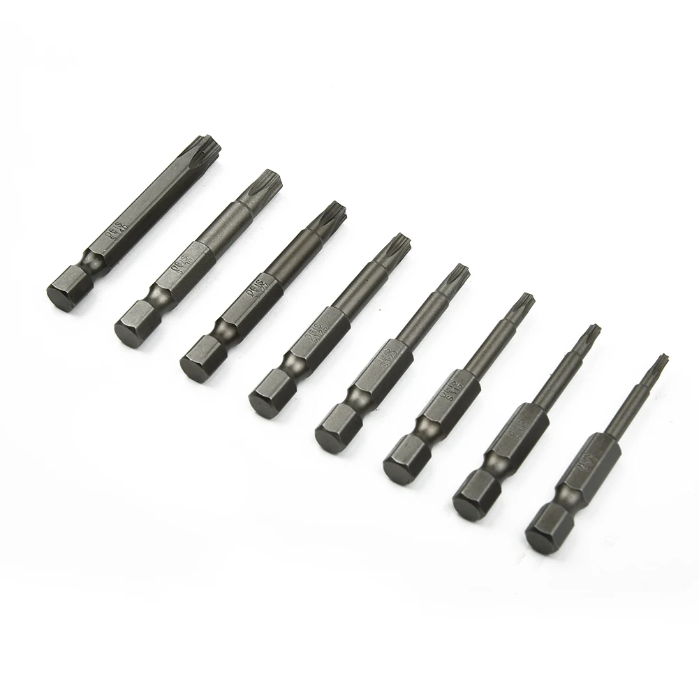 Alta qualidade chave de fenda de aço de liga, 5-ponto, brocas de ar para chaves de fenda elétricas, 50mm, 8 pcs