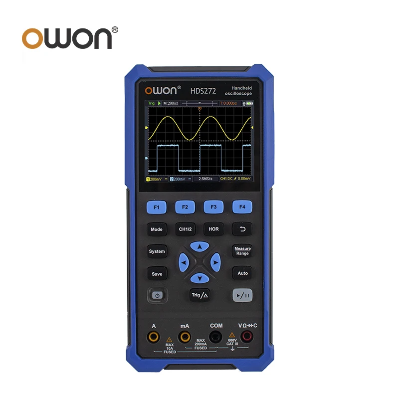 OWON HDS272 HDS272S Handheld Digital Oscilloscope 70MHz Bandwidth 250MS/s 2CH + 1CH Generator True RMS Multimeter osciloscopio