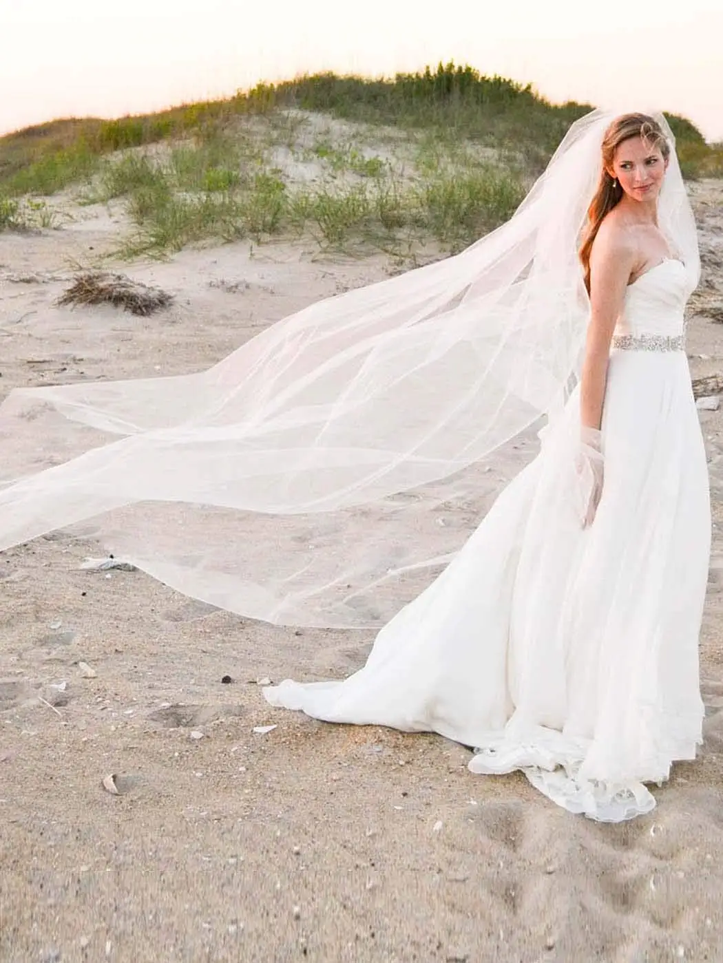 Véu do casamento do tule com pente e borda bonito, acessórios nupciais do cabelo, 1T, 2m