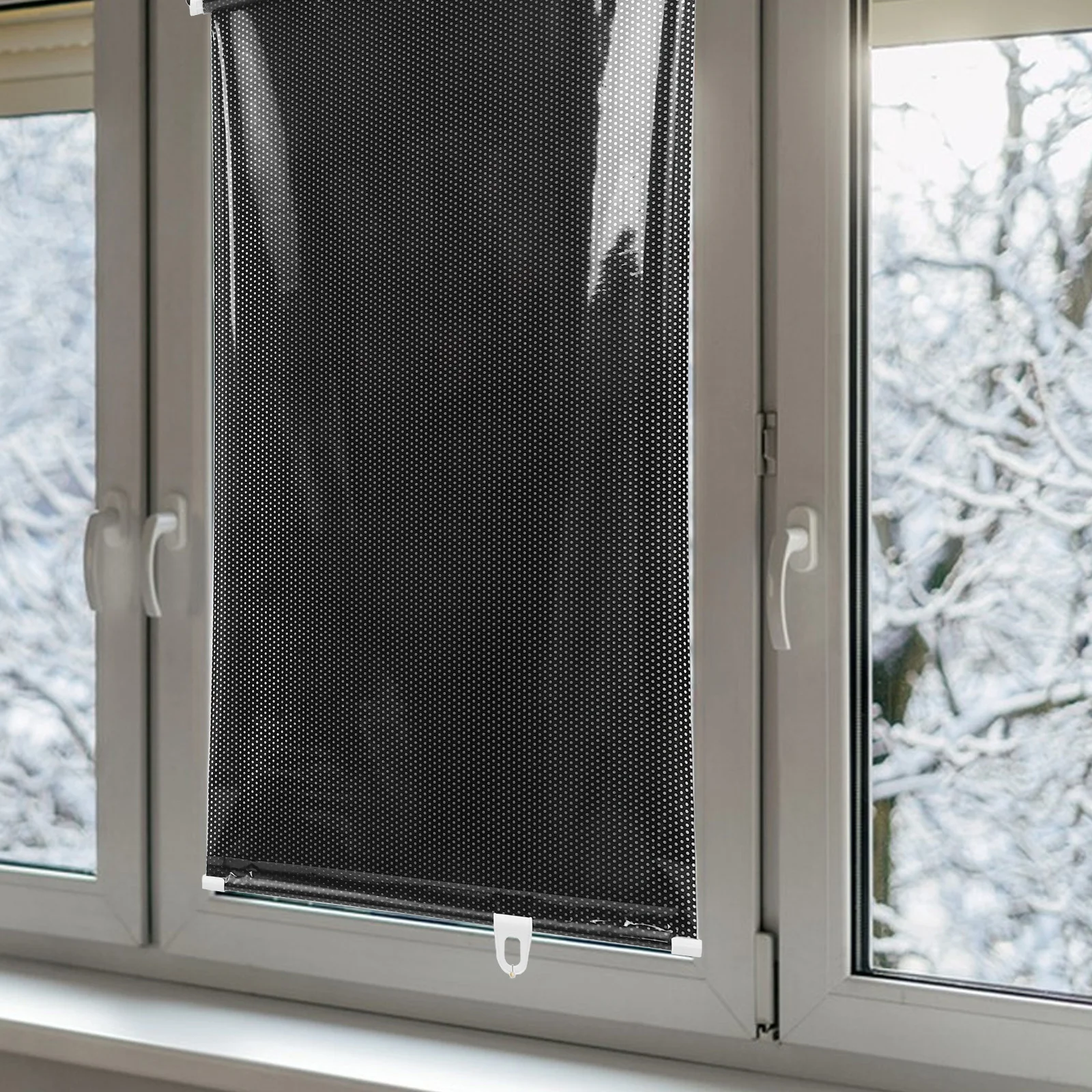 Suction Cup Window Shade Household Kitchen Privacy Curtain Sun Block Telescopic Design Nail-Free Easy Install Wear-Resistant