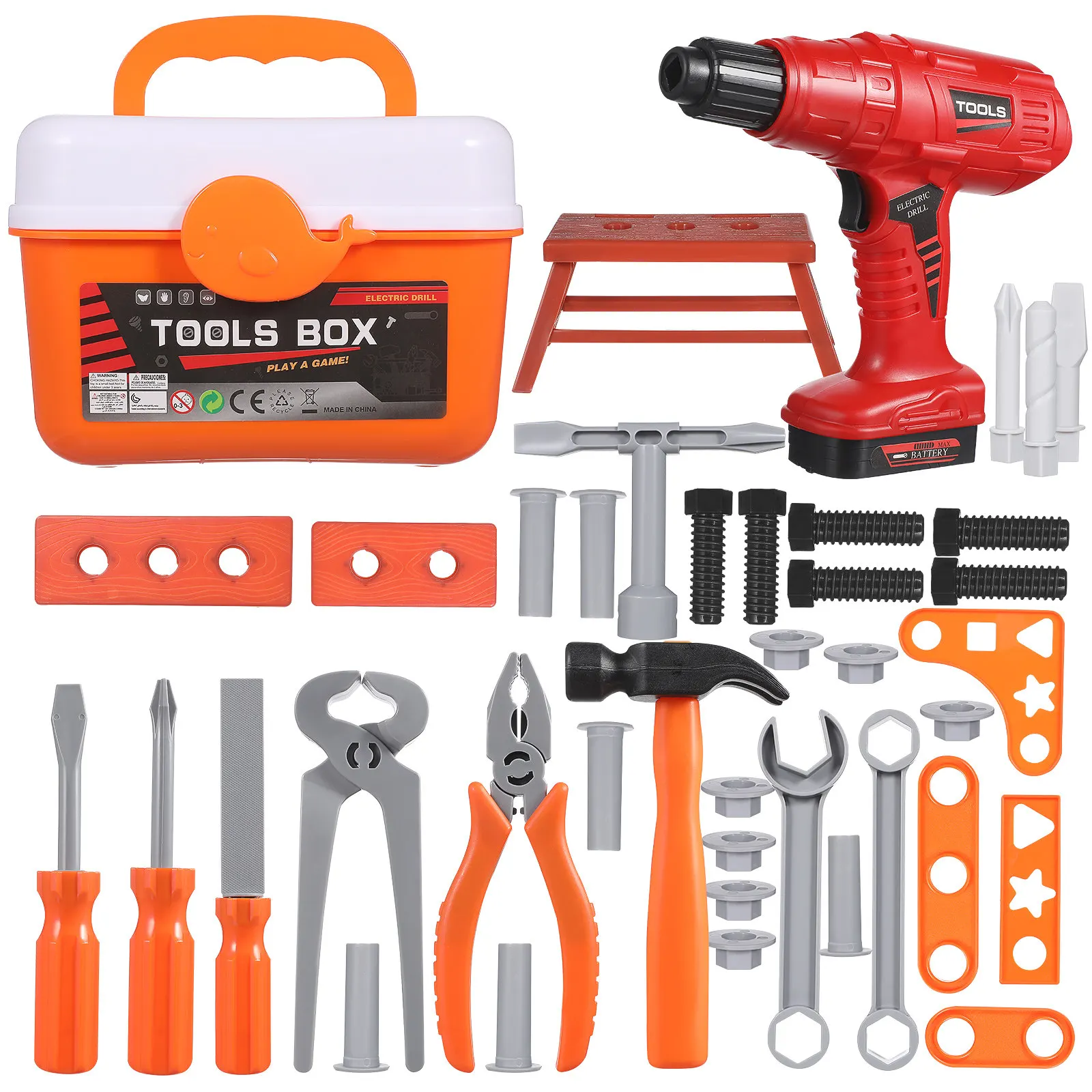

1Set Kids Tool Box Electric Drill Play Set Pretend Construction Screwdriver Hammer Repair Kit Kids Tool Toys