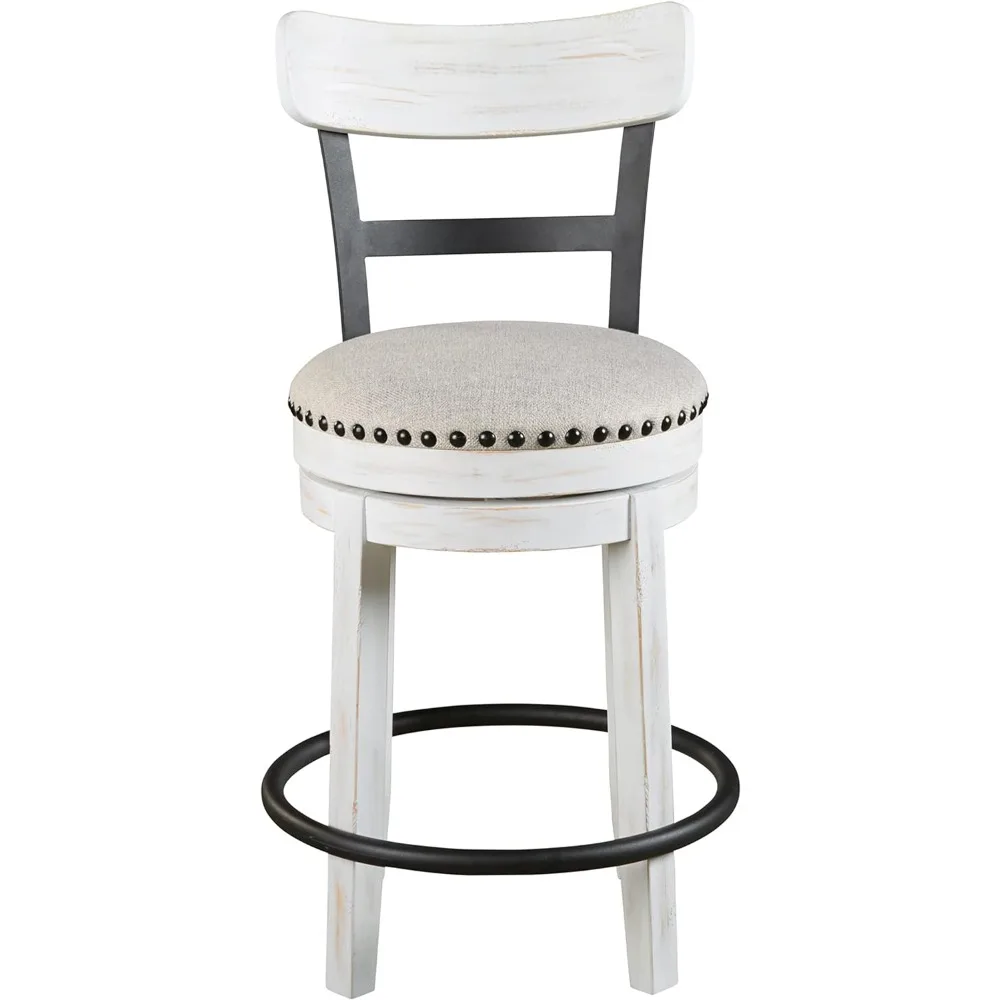 Valebeck 24.5" Modern Swivel Counter Height Barstool, Whitewash