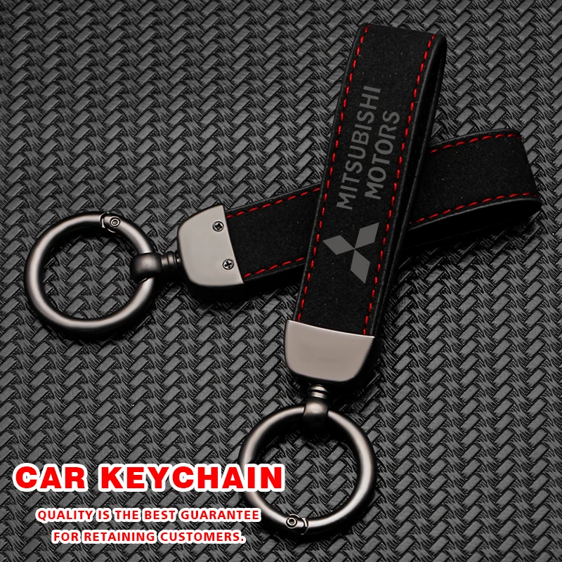 الجلد المدبوغ حلقات المفاتيح حامل سلسلة مفاتيح السيارة قلادة لميتسوبيشي Ralliart لانسر كورديا باجيرو أوتلاندر L200 EVO كولت جالانت #2