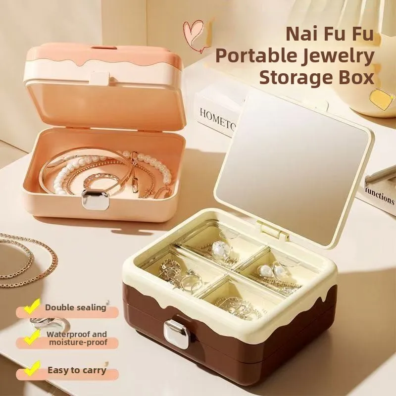 Portable Jewelry Box Earrings Earrings Necklace Ring Storage Box Small Delicate Mini Home JewelryBox