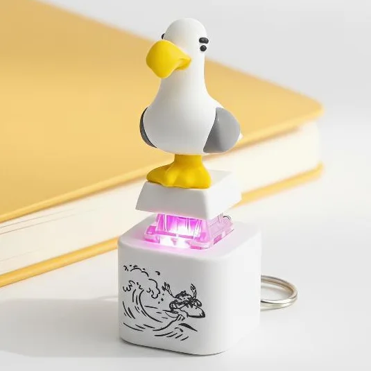 Rechargeable LED Sound Seagull Fidget Keychain Clicker Keyboard Toy Stress Relief Gift