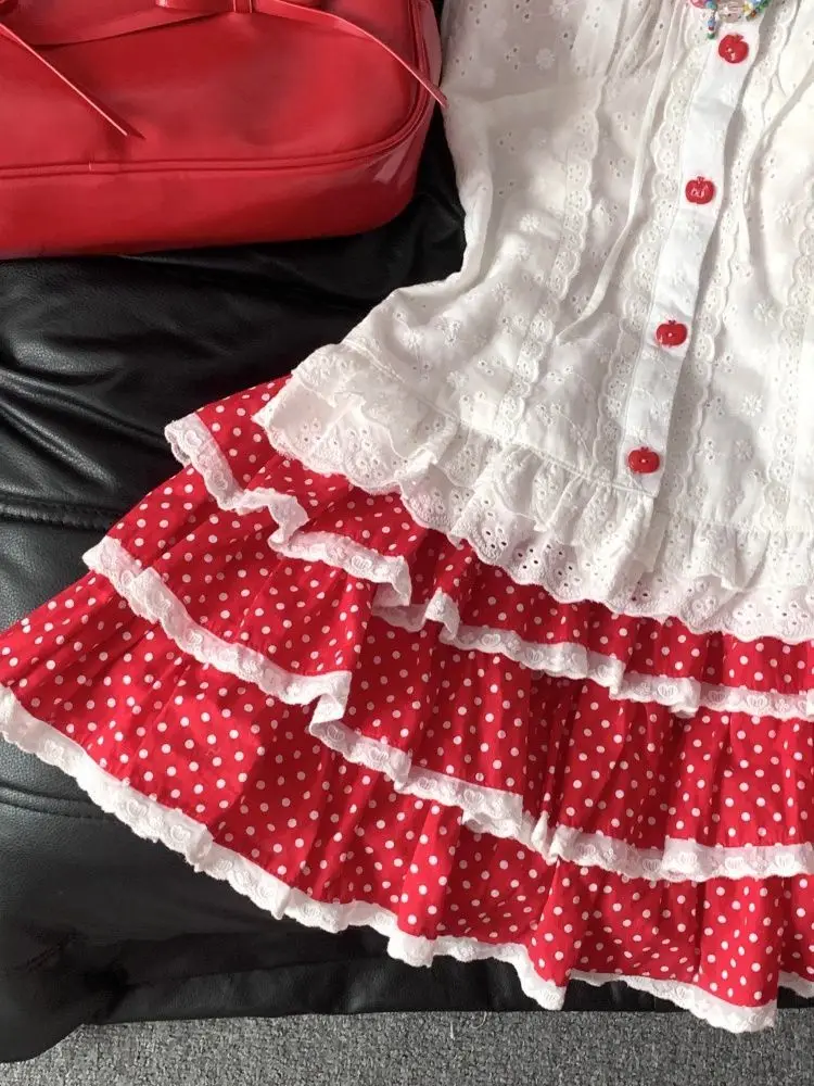 Japanese Sweet 2 Piece Matching Sets Female Y2k Crop Blouse Mini Skirts Retro American Casual Holiday Outfit For Young Ladies image 5