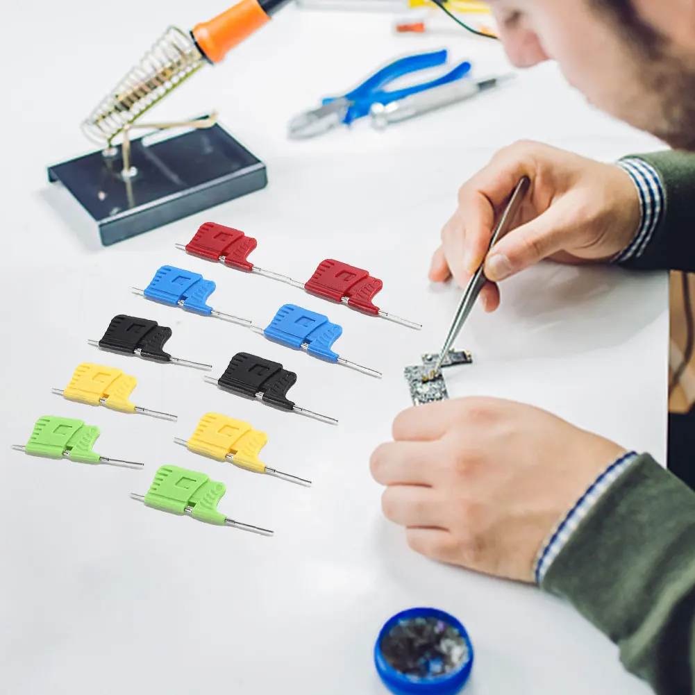 10 قطعة/المجموعة SDK08 مقاطع الاختبار مع أسلاك توصيل معزز SMD القابض 40 فولت IC اختبار هوك كليب 2A مقطع صغير جدا للاختبار الكهربائي
