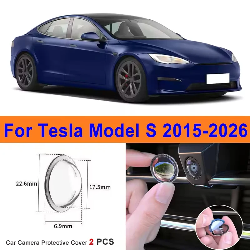 2Pcs 360 Reverse Image Car Camera Cover Anti-Scratch PC Lens Protector Stickers For Tesla Model S 2015-2026