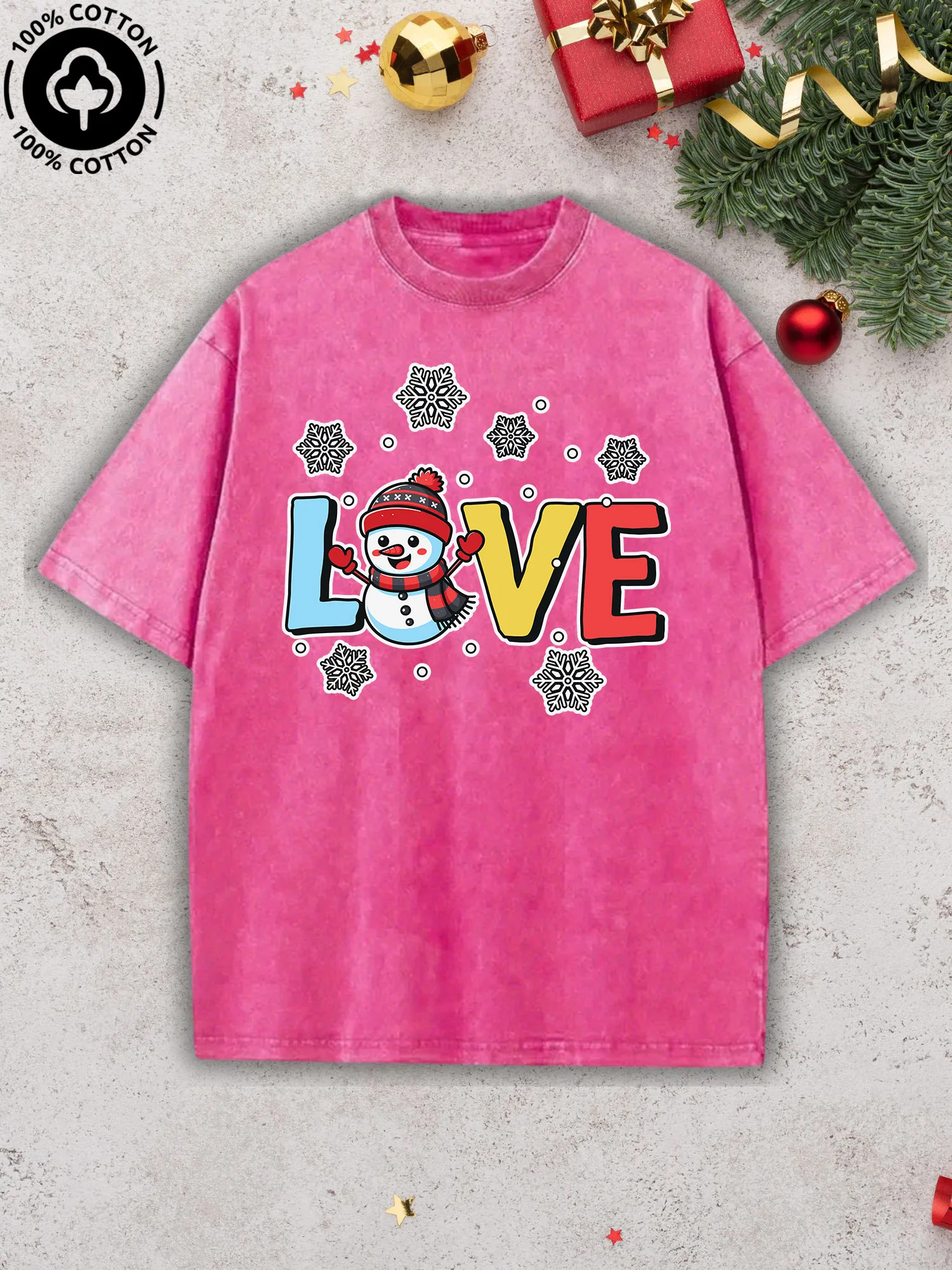 تي شيرت مطبوع للرجال من Love Winter، تي شيرت وردي للجنسين مصنوع من القطن بنسبة 100%، تي شيرت فضفاض مناسب على طراز الشارع #1