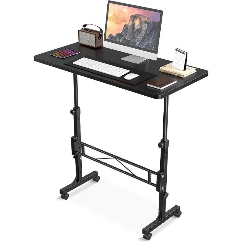 

Small Standing Table Adjustable Height, Mobile Stand Up Rolling Desks with Wheels, 32 Inch Portable Computer Desk