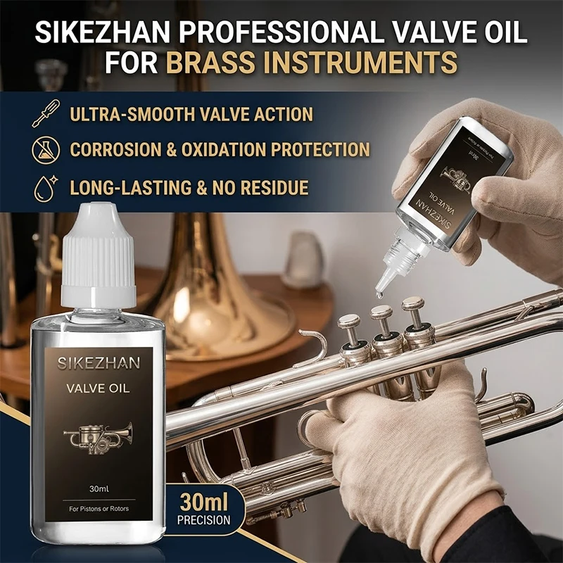 Aceite Profesional para Válvulas de Trompeta, Trompa Francesa, Tuba, Trombón, Lubricante para Pistones y Rotores SIKEZHAN 30ml, Cuidado de Instrumentos Musicales