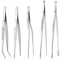 5Pcs Tweezers Set Stainless Steel Food Cooking Tongs Tweezers for Barbecue Baking Grill Salad Steak Buffet - Kitchen Tools