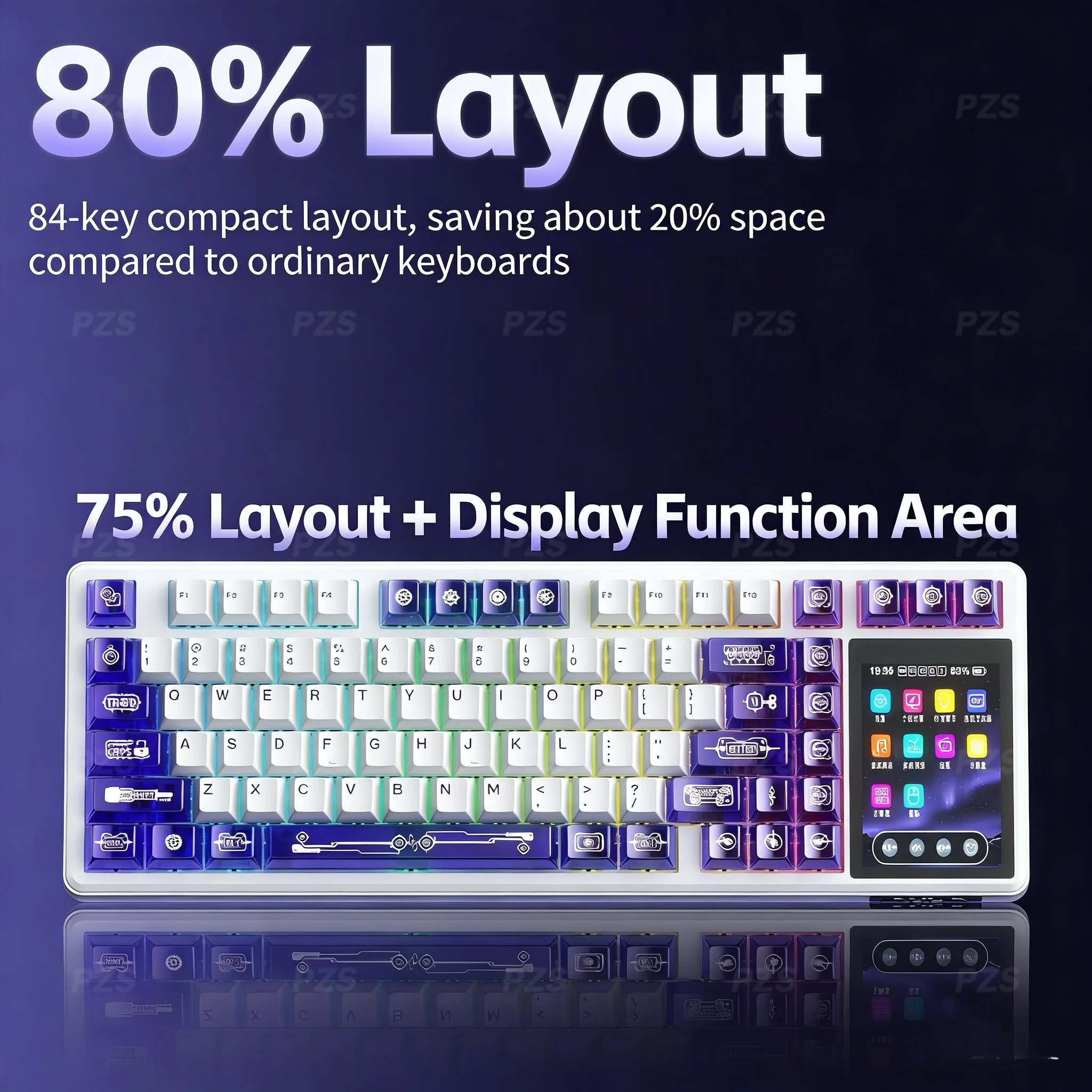AULA L99 IPS Touch Screen Mechanical Keyboard Intelligent Screen 3 Mode Connection 8000mAh Keyboard for E-sports Gaming Computer