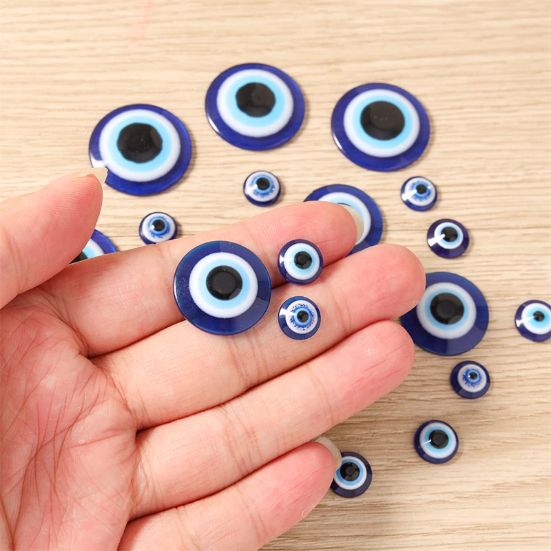 10-100 Stück Niedliche Blaue Böse-Augen-Cabochons aus Harz mit Flachem Rücken für Scrapbooking, Schmuckherstellung, Mädchen-Haarspangen, Broschen, DIY-Bastelzubehör – Detail 2