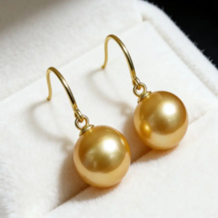 Shell Pearl Earrings yellow Earrings 18k Gold Real Classic Jewelry FOOL\'S DAY VALENTINE\'S DAY Party Fashion Wedding New Year