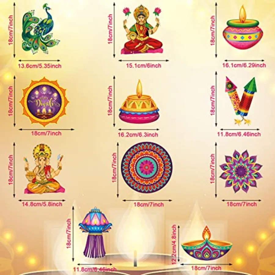 كلابي 51 قطعة زينة حفلات ديوالي السعيدة معلقة دوامة ديبافالي نافذة الباب معلقة زخرفة ل ديوالي ديبافالي ليغ الهندي #2