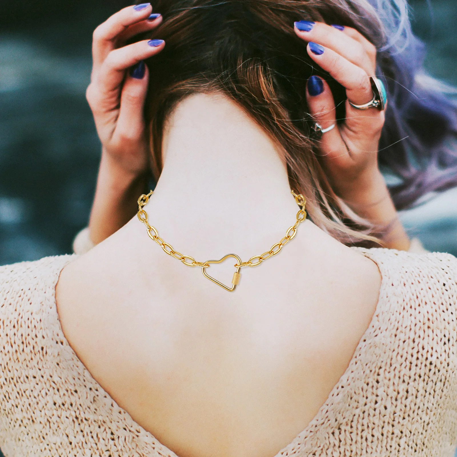 

4 pcs Heart Shaped Carabiner Clip Stainless Steel Key Ring For Jewelry Handbag Belt Chain Connector Heavy Duty Metal Clips