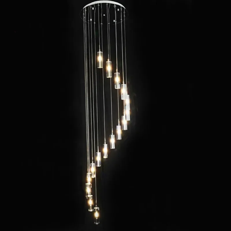 16 Lights Crystal Chandelier For Stair Spiral Home Decoration Hang   LED Lustres De Cristal Brief Indoor Lighting