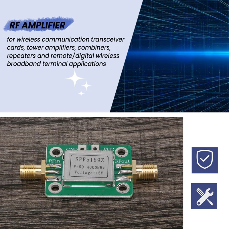 Amplificador RF, baixo ruído LNA 50 a 4000Mhz SPF5189Z Amplificador RF para ampliar sinal de rádio FM VHF UHF