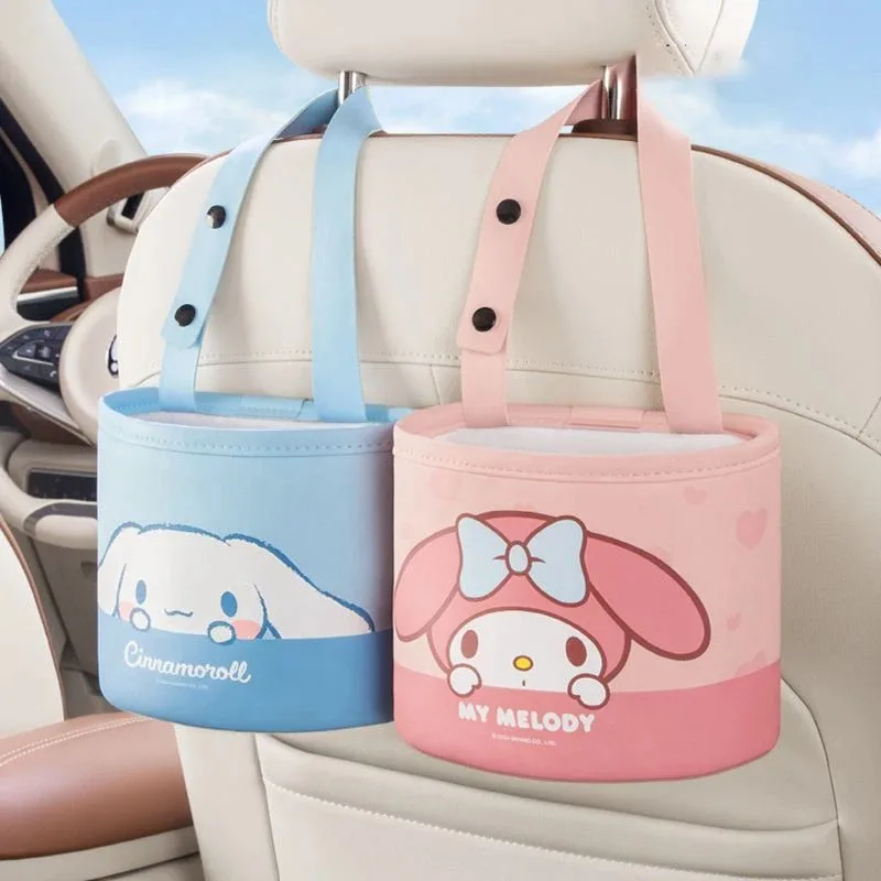 

Sanrio New Kawaii Cinnamoroll Trash Can My Melody Anime Cartoon Fashiona Cute Portable Lightweight Exquisite Car Trash Can
