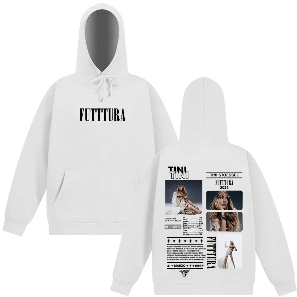 المغني TINI STOESSEL 2025 جولة موضة طباعة هوديي الرجال النساء خمر بلوزات بقلنسوة عادية بأكمام طويلة الراحة البلوز #4