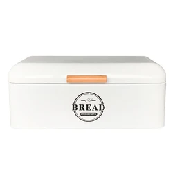 White Metal Bread Boxes, Kitchen Storage Containers for Storing Bread Rolls, Pastry Food Storage Box, Rectangle, Modern Style