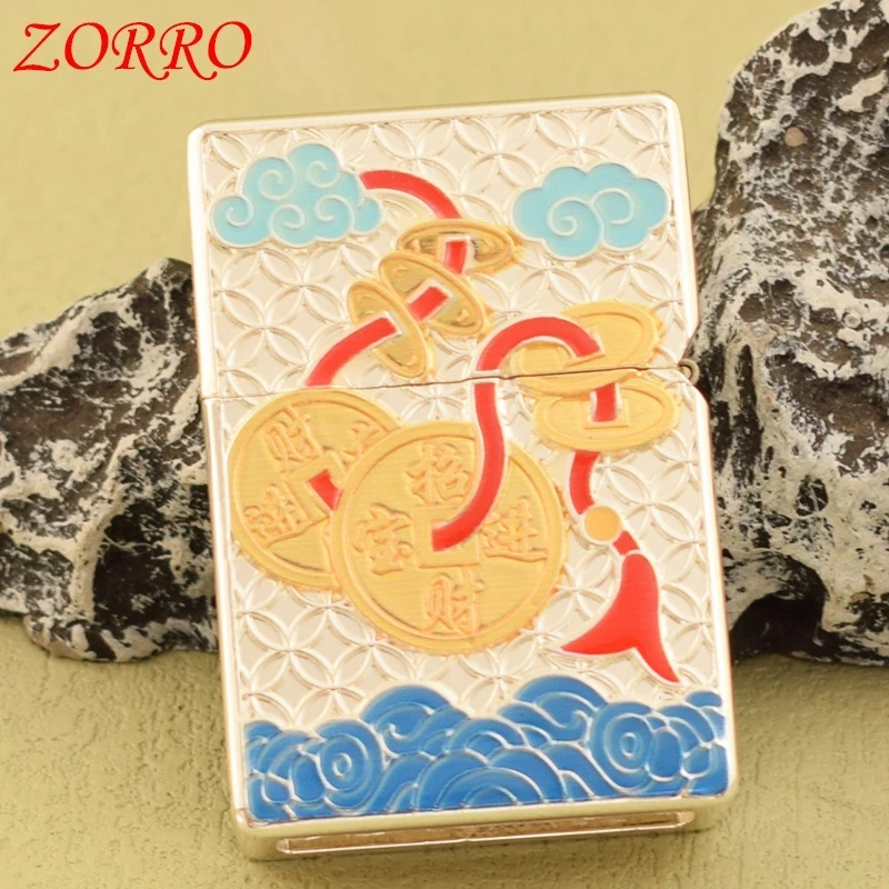 

Масляная зажигалка ZORRO, двусторонняя трехмерная рельефная зажигалка Jubaotik Tok, модная модная мужская подарочная зажигалка