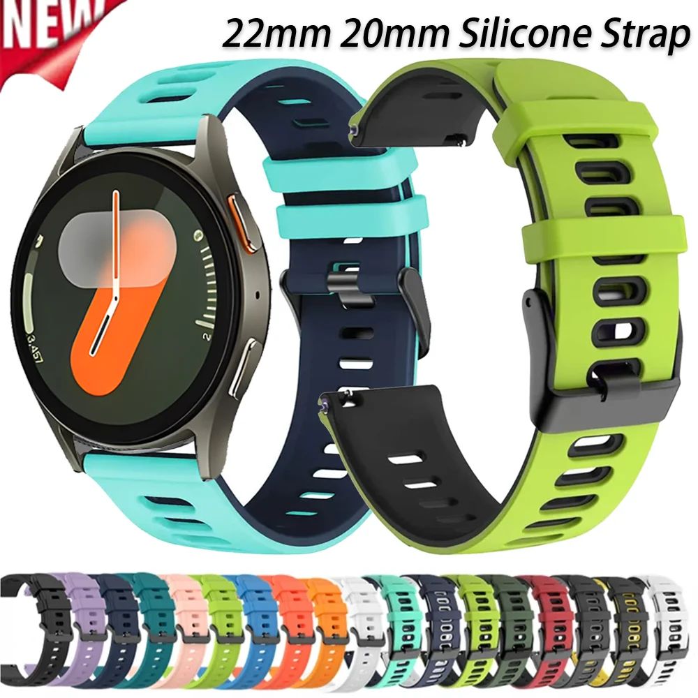Силиконовый ремешок 22 мм 20 мм для Samsung Watch 7/6/5/4 40 мм/44 мм Huawei Watch 5/4/GT5, браслет-браслет для Amazfit Active 2 Correa