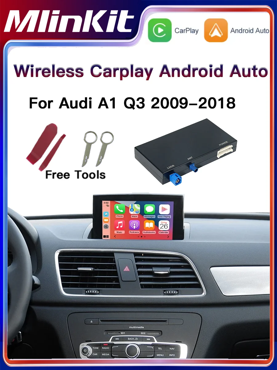 Draadloze Carplay voor Audi A1 Q3 2013-2018 Jaar Ondersteuning Android Auto autolink Airplay Achteruitrijcamera Auto spelen - afbeelding 2