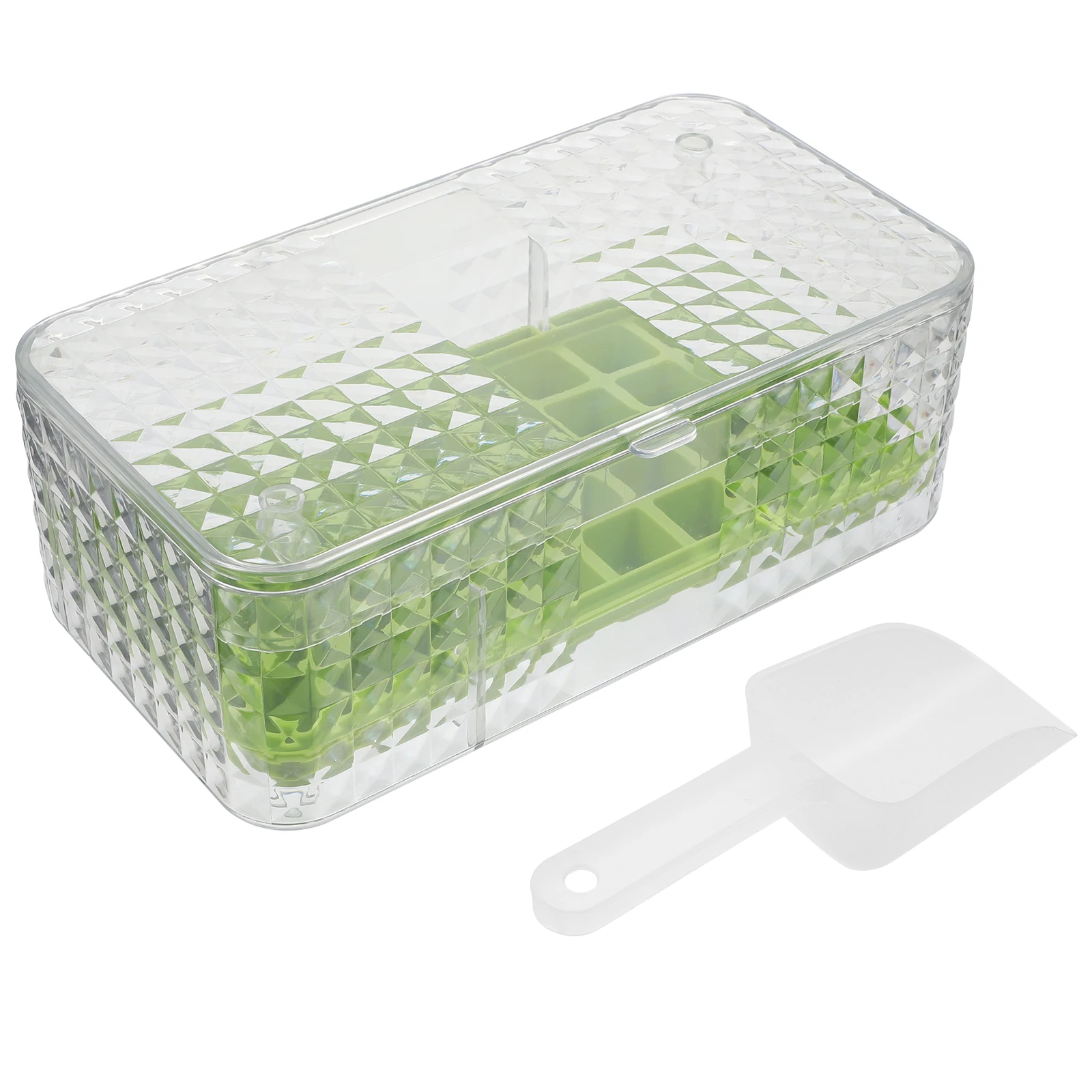 

32 Grids Ice Cube Tray Green Large Capacity Quick Demould Easy Clean Multi Purpose Kitchen Tool Plastic Silicone Material