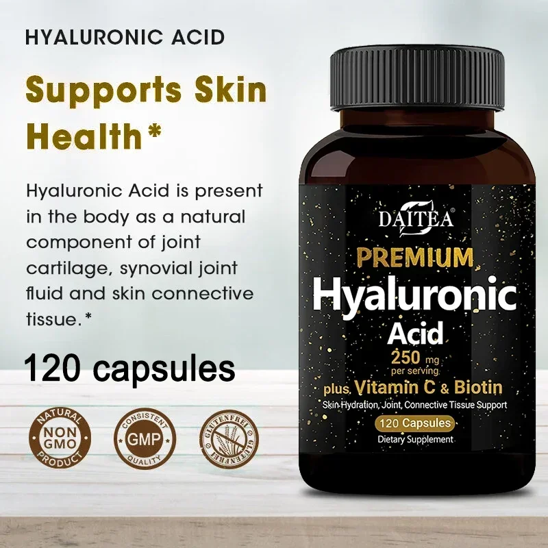 Hyaluronic Acid Supplement with Biotin & Vitamin C - Skin Moisturization, Joint Lubrication, Hair & Eye Health Hyaluronic Acid