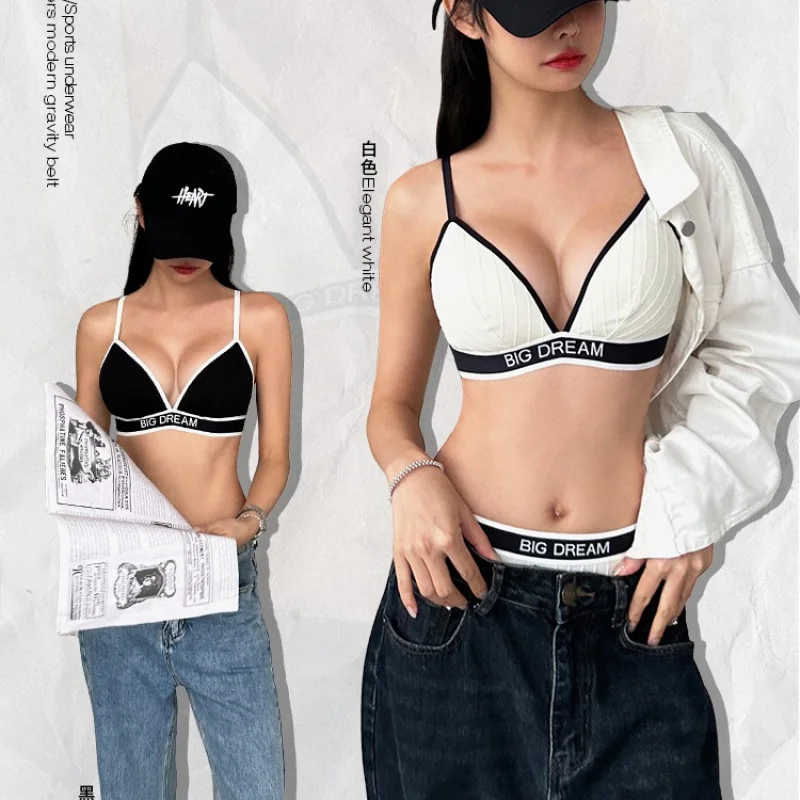 큰 가슴, 섹시하고 섹시한 집결, 스틸 링이 없는 얇은 스타일, 처짐 방지 및 u를 가진 여성을 위한 삼각형 컵 속옷