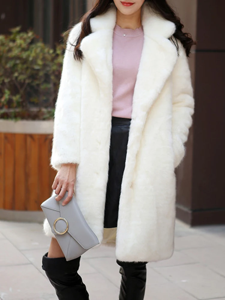 بيلا فلسفة المرأة معطف فرو المنك فو الصلبة الإناث رفض طوق شتاء دافئ وهمية الفراء معطف للسيدات سترة عادية
