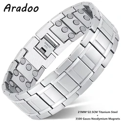 ARADOO Men's Titanium Steel Bracelets with 3X Ultra Strenth Neodymium Magnetic Therapy Link Bracelet