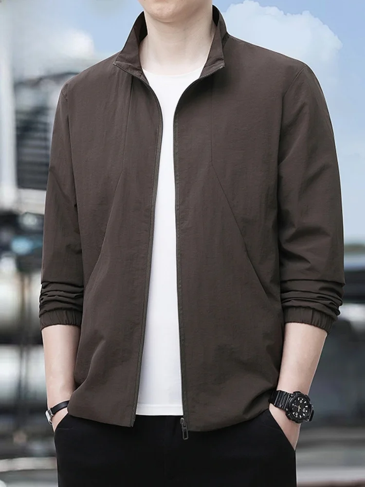 

Paul Men's Spring Autumn Jaet Stand Collar Workwear Windbreaker Pure Color Breathable Soft Comfortable Youth Faion Urban ...