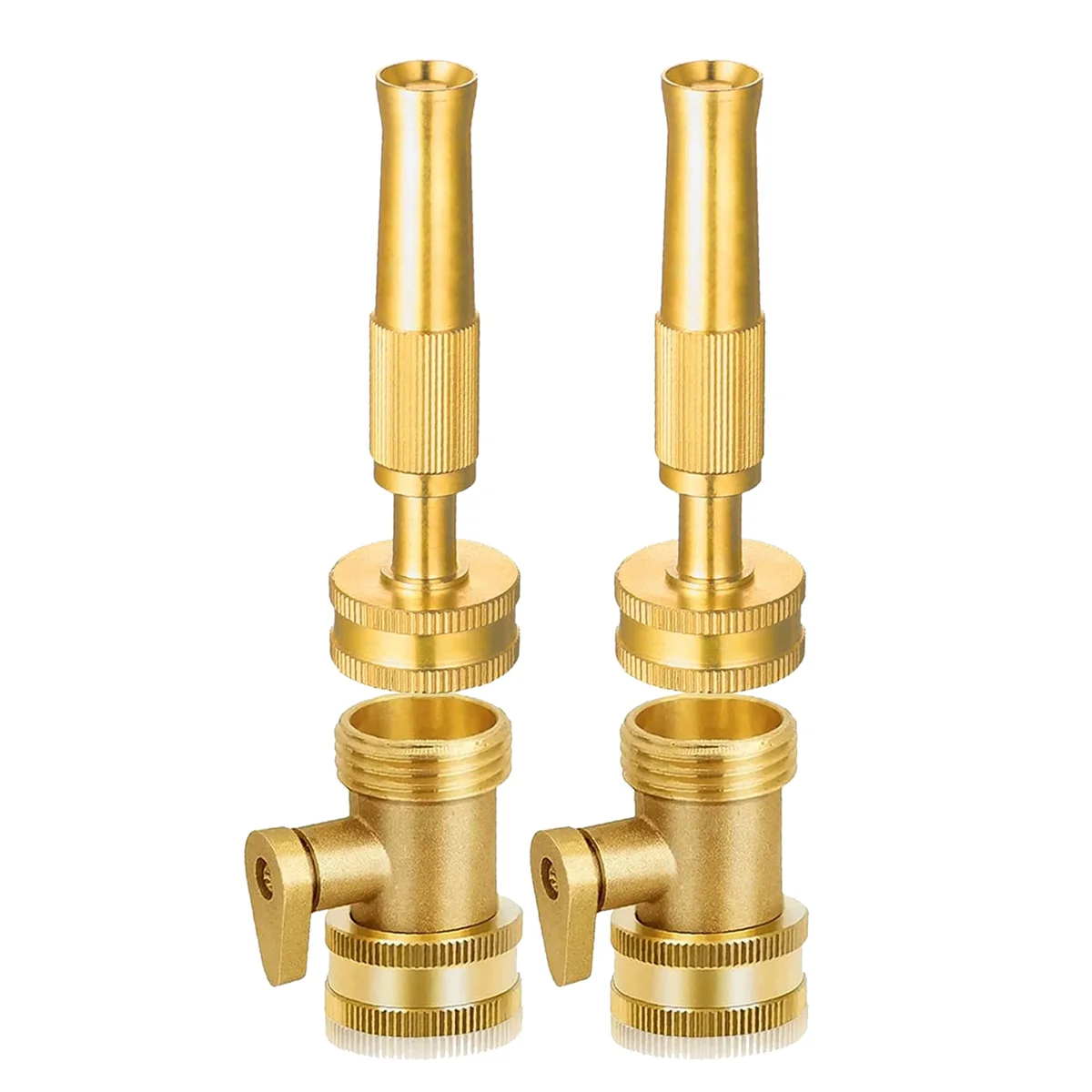 

Heavy-Duty Brass Adjustable Twist Hose Nozzle with Garden Hose Shut Off Valve 3/4inch GHT Connector, High Pressure Jet